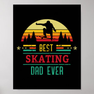 Mannen Skateboard Skater Dads Vintage Retro Kunst- Poster