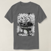 Mannen skelet drums drummer grunge muziek b.v. t-shirt (Design voorkant)