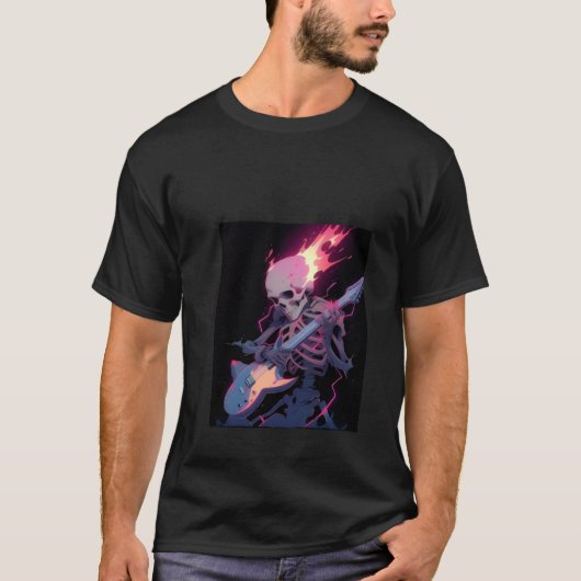 mannen skelet in vlammen rok t-shirt (Voorkant)