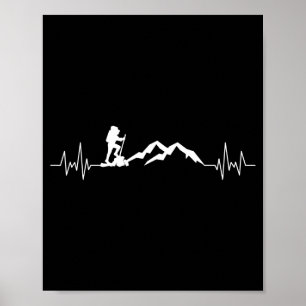 Mannen ski hartslag skidiving berg kamperen reizen poster