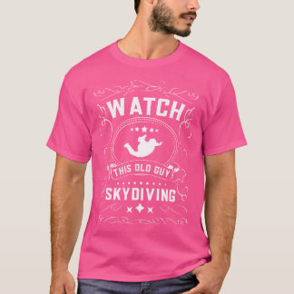 Mannen Skydiving Parachute Base Jumping - Old Guy  T-shirt