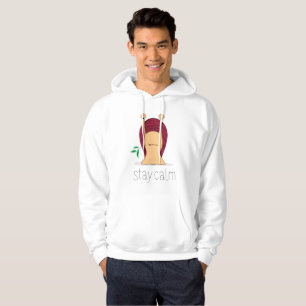 Mannen slak grafische hoodie - Blijf kalm