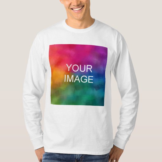 Mannen Sleeve T Shirten Aangepast Fototekst toevoe T-shirt (Voorkant)