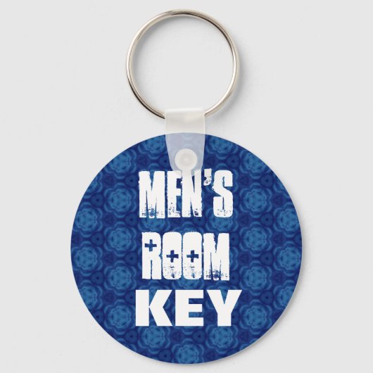 Mannen Sleutelhanger - Blauw patroon (Voorkant)