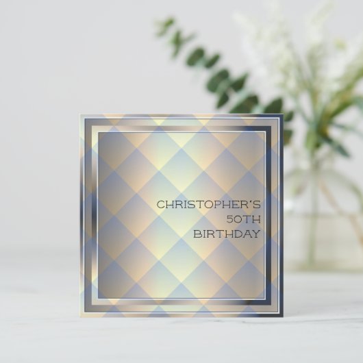 Mannen Smart Birthday Party - contemmodern ontwerp Kaart (Staand voorkant)