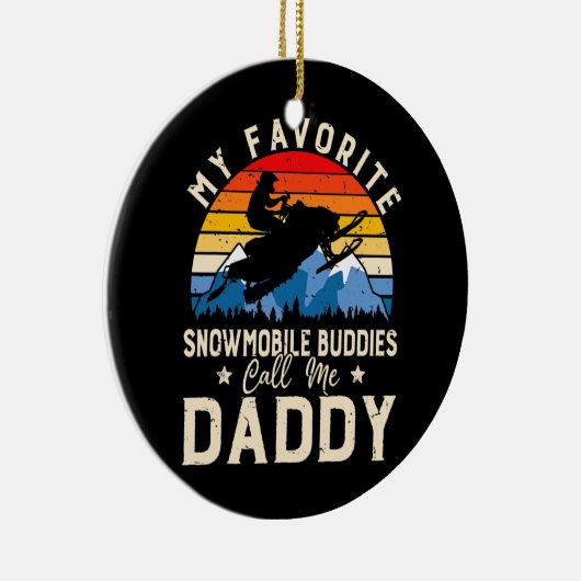 Mannen sneeuwmobieltjes keramisch ornament (Rechts)