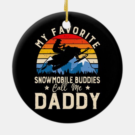 Mannen sneeuwmobieltjes keramisch ornament (Achterkant)