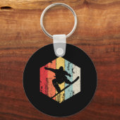 Mannen Snowboarden Retro Style Snowboarder Sleutelhanger (Voorkant)