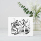 Mannen snuiven lachgas Cartoon Briefkaart (Staand voorkant)