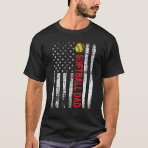 Mannen softbal vader VS vlag Amerikaanse pappa vad T-shirt