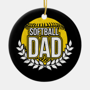 Mannen Softball Pap Keramisch Ornament