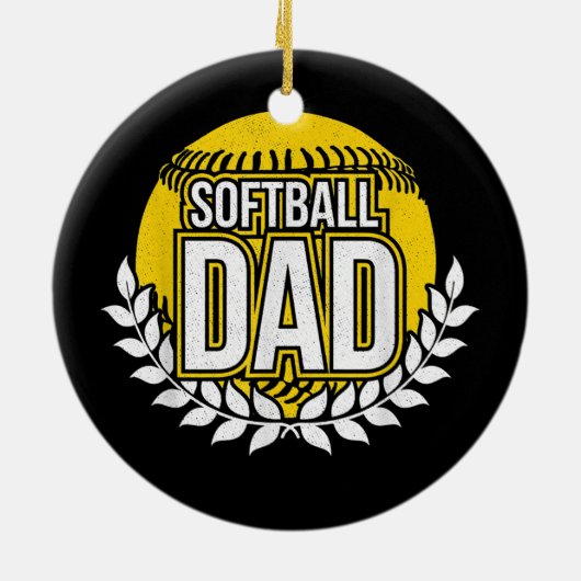 Mannen Softball Pap Keramisch Ornament (Achterkant)