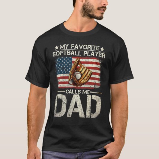 Mannen Softball Pap Mijn favoriete Softball Player T-shirt (Voorkant)