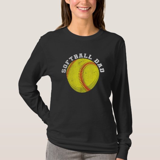 Mannen Softball Pap Vaderdag Softball T-shirt (Voorkant)