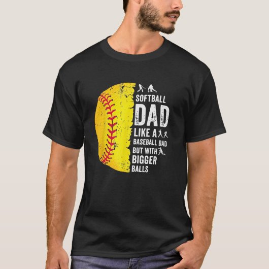 Mannen Softball Papa als een honkbalvader met een  T-shirt (Voorkant)
