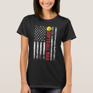 Mannen Softball Papa  Amerikaans Vlag Softbal T-shirt