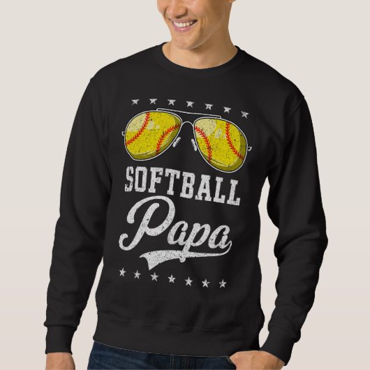 Mannen Softball Papa's wervel opa van Softball Pla Trui (Voorkant)
