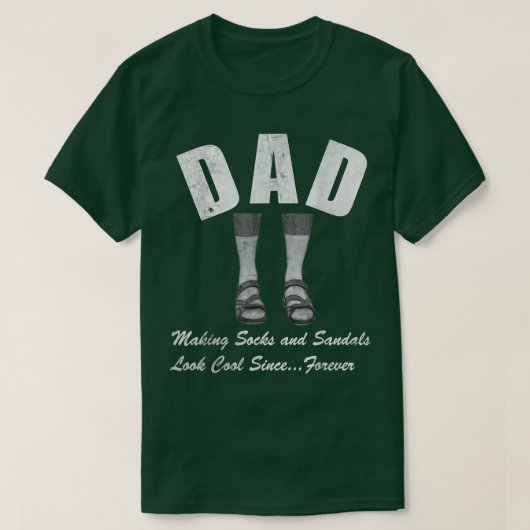 Mannen Sokken Sandalen Funny T shirts Dads vaderda (Design voorkant)
