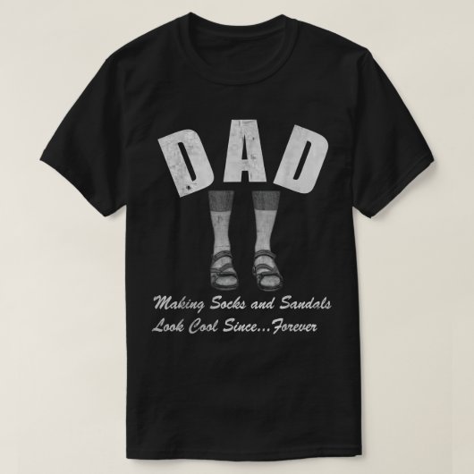 Mannen Sokken Sandalen Funny T shirts Dads vaderda (Design voorkant)