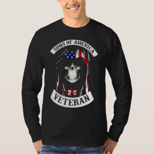 Mannen Sons of America Veteran Skull Amerikaanse V T-shirt