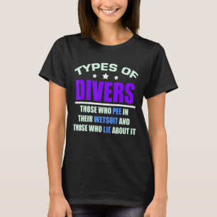 Mannen soorten duikers Aqua Pun snorkelen Marine F T-shirt