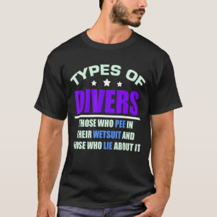 Mannen soorten duikers Aqua Pun snorkelen Marine F T-shirt