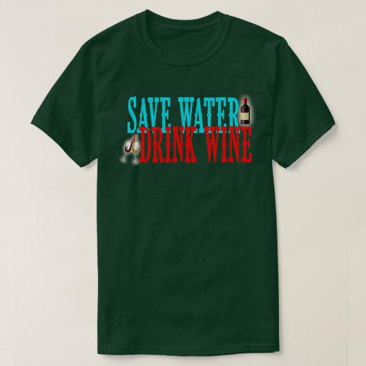 Mannen Spaar Water Drink Wijn Happy National Wine  T-shirt (Design voorkant)