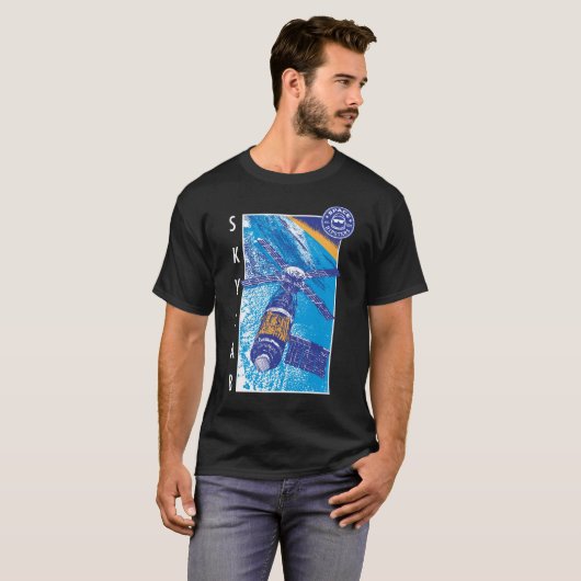 Mannen Space Hipsters Skylab T-shirt (zwart) (Voorkant volledig)