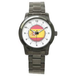 Mannen Spanje Vlag Oversized zwart armbandhorloge Horloge