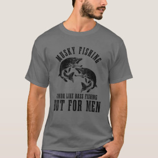 Mannen spier Vist kinda's als een bas Vist maar vo T-shirt