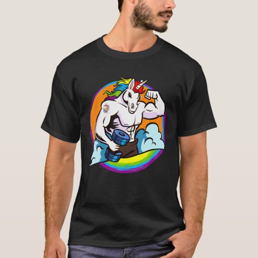 Mannen spierboei Unicorn Regenboog, Weightlift T-shirt (Voorkant)
