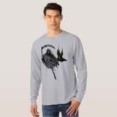 Mannen Spooky Grim Reaper Castle Halloween Shirt (Voorkant volledig)
