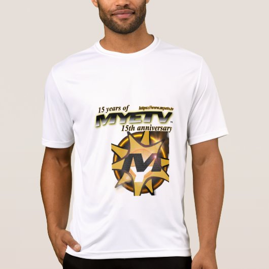 Mannen Sport-Tek T-Shirt van MYETV - 15 jaar (Voorkant)