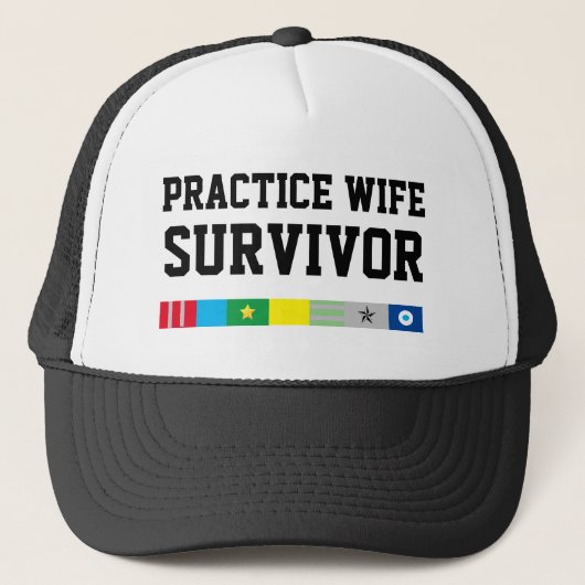 Mannen Sportkleding Baseball PRACTICE WIFE SURVIVO Trucker Pet (Voorkant)