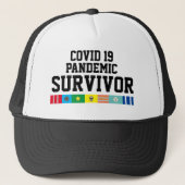 Mannen Sportnieuwheid COVID 19 PANDEMIC SURVIVOR Trucker Pet (Voorkant)
