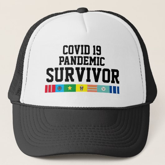 Mannen Sportnieuwheid COVID 19 PANDEMIC SURVIVOR Trucker Pet (Voorkant)