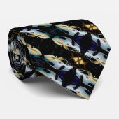 Mannen  sportwagen Abstract op zwart zijde Stropdas (Opgerold)