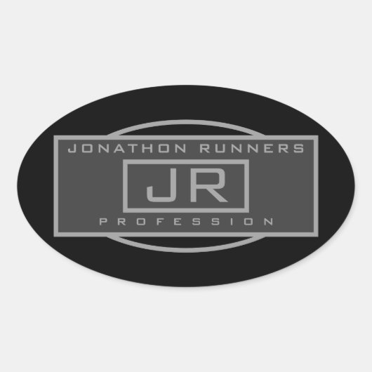 Mannen Sporty Geometrisch Donker & Zwart Ovale Sticker (Voorkant)