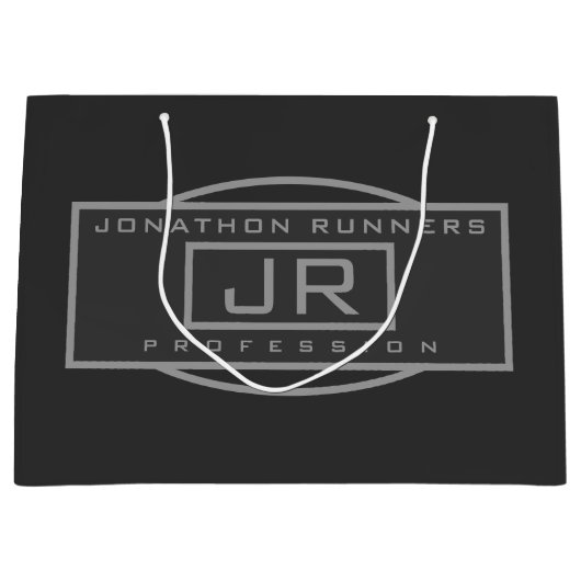 Mannen Sporty Geometrisch Grijs & Donkergrijs Groot Cadeauzakje (Voorkant)