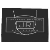 Mannen Sporty Geometrisch Grijs & Donkergrijs Groot Cadeauzakje (Achterkant)