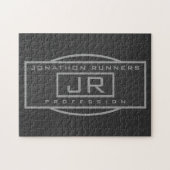 Mannen Sporty Geometrisch Grijs & Donkergrijs Legpuzzel (Horizontaal)