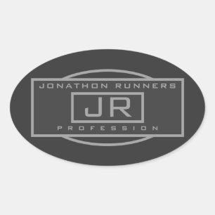 Mannen Sporty Geometrisch Grijs & Donkergrijs Ovale Sticker