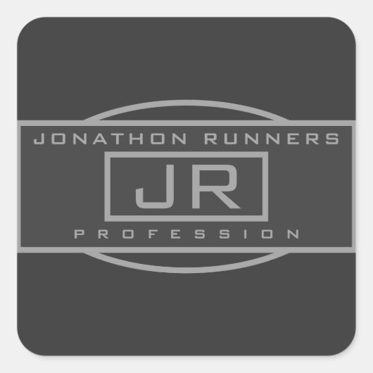 Mannen Sporty Geometrisch Grijs & Donkergrijs Vierkante Sticker (Voorkant)