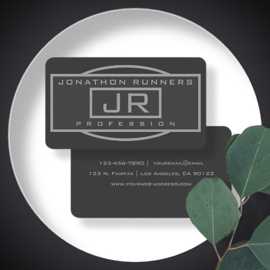 Mannen Sporty Geometrisch Grijs & Donkergrijs Visitekaartje