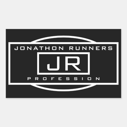 Mannen Sporty Geometrisch Zwart & Wit Rechthoekige Sticker (Voorkant)