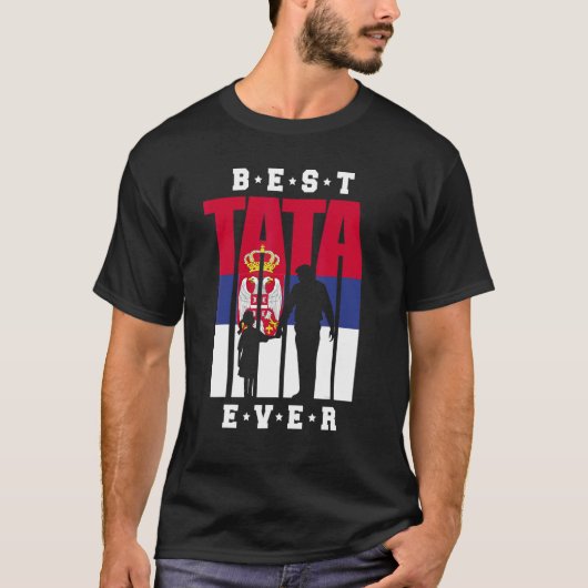 Mannen Srbija Tata en meisje-Servië vlaggen Servis T-shirt (Voorkant)