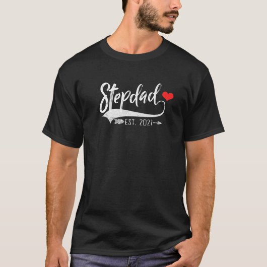 Mannen Stepdad Est. 2021 Hart - Verwachte Baby T-shirt (Voorkant)