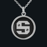 Mannen Sterling Zilver Ketting<br><div class="desc">Een gepersonaliseerde hanger voor de mannen, masculine diamanten bord tekst</div>