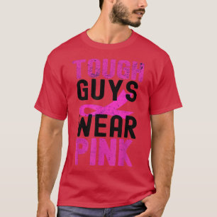 Mannen stevige jongens Draag roze lint oktober bor T-shirt