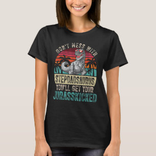 Mannen stiefvader dinosaurussen retro vader Vaderd T-shirt